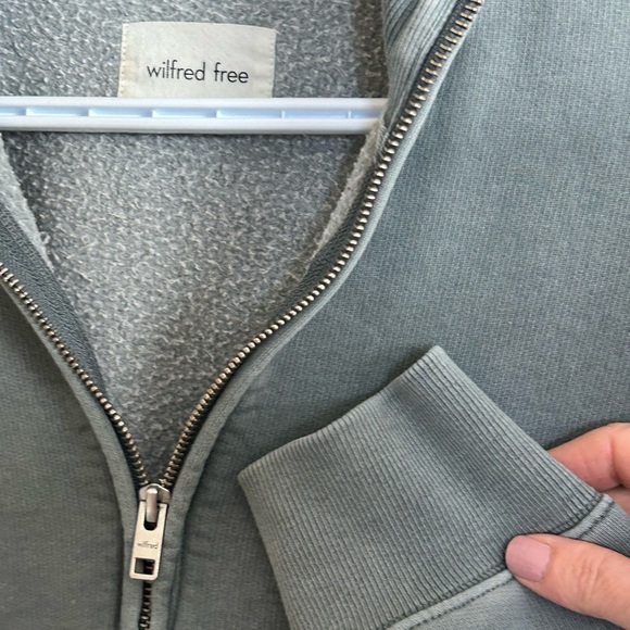 Wilfred Tops - Wilfred Free Soft Blue Half Zip Cropped Sweatshirt